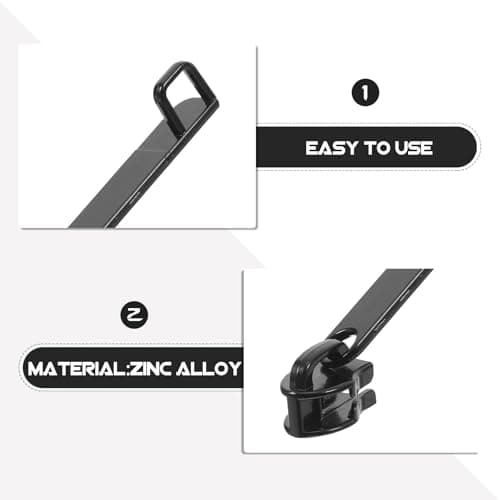 KICHOUSE Zipper Head Replacement Kit 6 Pack 8# for Suitcase and Backpacks Black Zinc Alloy Smooth Operation Easy Replacement Accessory — view 3