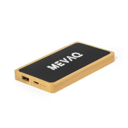 Sawfish Personalised Power Bank Koby 5000mAh Bamboo Power Bank with LED Illuminated, USB & USB-C Output, Fast 2.4A Charging — view 6
