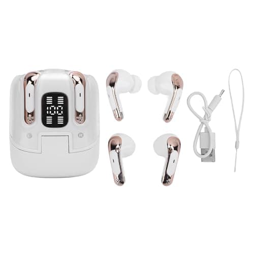 Yanmis Bluetooth 5.4 Earbuds, 4 Pack Dual HIFI Bass Stereo Noise Cancelling Headphones, LED Display in Ear Earphones with 120H Playtime for Laptop Phone, 2 Pair Wireless Earbuds (White) — view 5