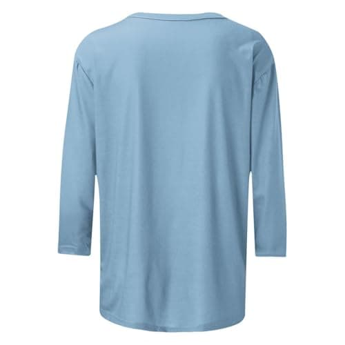 2026 New Womens Crew Neck T Shirt Drop Shoulder Printed Casual Tee Fitted Shape Breathable Feel Summer Top for City Break Skirts Shorts Daily Wear Neat Outfit Building Light Blue L — view 4