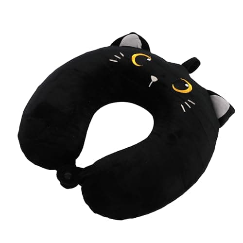 I-TOTAL® - Animal Shaped Travel Pillow/Soft Neck Travel Pillow for Neck Support/Funny Travel Pillows (Black Cat) — view 2