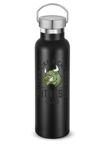 Train like A Champion No Limits Fitness Club Black Stainless Steel Water Bottle Vacuum Insulated Double Wall Travel Bottle Black