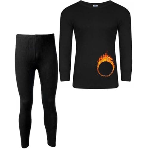 Molten Creek® Men's Thermal Underwear Set, Extra Warm Thermal, Top Bottom Long Johns Set, Vests & Trousers for Winter, Soft & Breathable (Black- Full Sleeve Set, S)