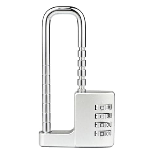Gettimore Adjustable U-Shaped Combination Lock for File Cabinet Wardrobe Door 4 Digit Mechanical Password Padlock Alloy Steel Security Lock Telescopic 42-98mm Silver Silver