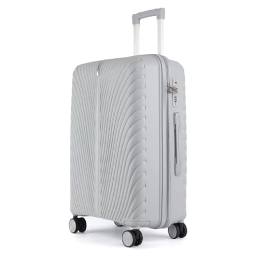 Fly Kite Luggage 24 Inch Medium Suitcase 100% Polypropylene Hard Shell with Aluminium Trolley Handle Real TSA 3 Digit Secure Lock 360° Smooth Wheels Lightweight Suitcase|Light Grey
