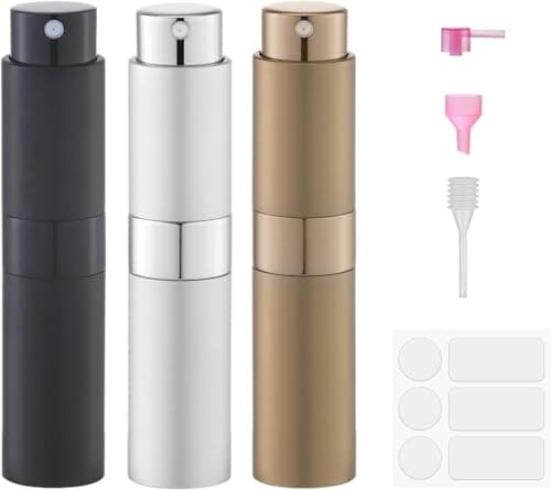 Lulupack Travel Perfume Atomiser Refillable - Mini Perfume Refill Spray Bottles for Aftershave - Small Travel Size Portable Fragrance Bottle - Empty Cologne Filler Atomiser for Man 8ml 3PCS Brown