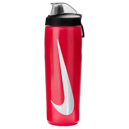 Nike Refuel Bottle Locking Lid 24oz 709 ml Water Bottle Sports Bottle Training Fitness Leakproof, University Red/Black/Silver Iridescent