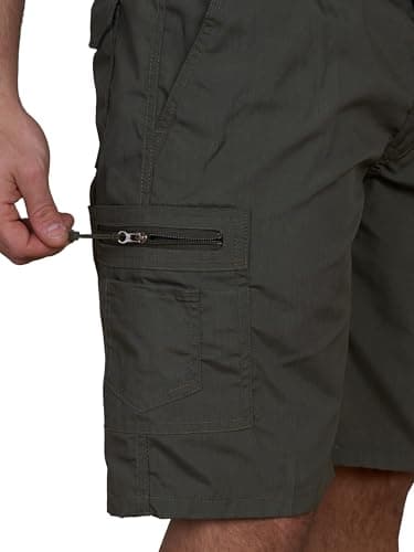 Men's Cargo Shorts Elastic Waist Multi-Pocket – Lightweight Outdoor Summer Work Bottom for Men with Deep Pockets, Drawstring, Relaxed Fit | Hiking Camping Athletic Casual Pant Khaki Size Large — view 3