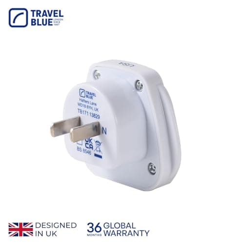 Travel Blue® UK to US Plug Adaptor | UK 3-Pin to US 2-Pin Plug Travel Adaptor Converter | Works in USA, Canada, Japan, China, Thailand & More | Compact & Lightweight - Pack of 1 — view 3
