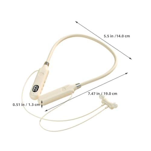 LALADEFIEE Wireless Neckband Around the Neck Headphone Comfortable Design Lightweight Portable for Travel and Outdoor Activities Beige — view 2