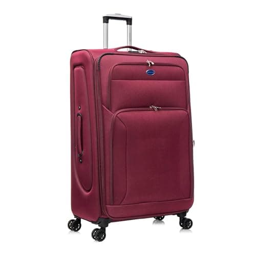 Aerostar Extra Large 32” Lightweight Softshell Expandable Suitcase, Integrated Combination Lock, 4 Wheels Check in Luggage for 30kg (Red, 162 litres)