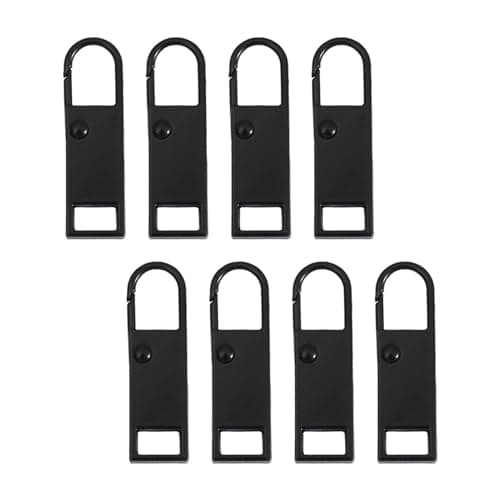 8PCS Metal Zipper Pulls, Replacement Zipper Pull Repair Kit Removable for Luggage Clothing Suitcase Purses Zippe-r (Black)