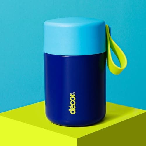 Décor 350ml Kids Insulated Food Flask - Double Wall Stainless Steel Container with Wide Opening, Airtight Leakproof Lid, 4h Hot / 9h Cold - Blue — view 6