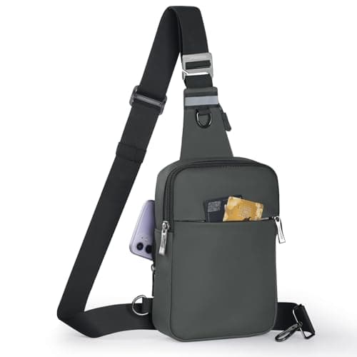BROADREAM Small Sling Bag Cross Body Chest Shoulder Bag for Men Women - FRID Blocking Pocket and Adjustable Straps Crossbody Bag, Water Resistant Bum Bags for Runner Workout Hiking Cycling Travelling