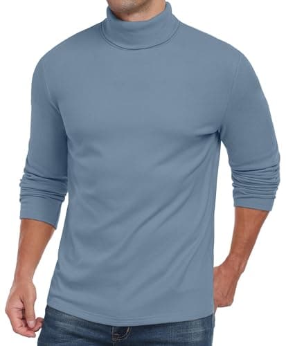 QIXING Men's Thermal Turtleneck Top, Long Sleeve Base Layer, Blue, XXL — view 3