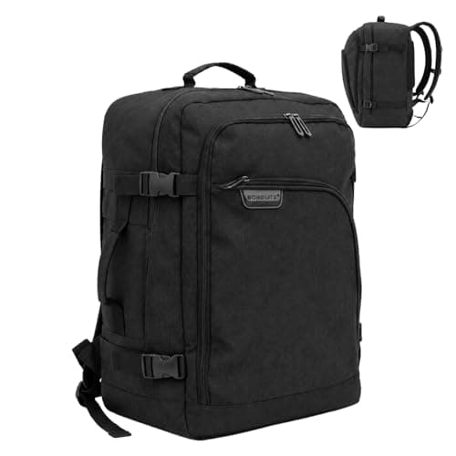Bordlite EasyJet Cabin Backpack 45x36x20cm Black – Underseat Cabin Bag for Ryanair, Wizz Air & 30+ Airlines, Lightweight Carry On Travel Backpack with Compression Straps & Laptop Storage