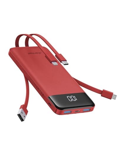 Charmast Portable Charger, 10000mAh Power Bank with Built in 4 Cables