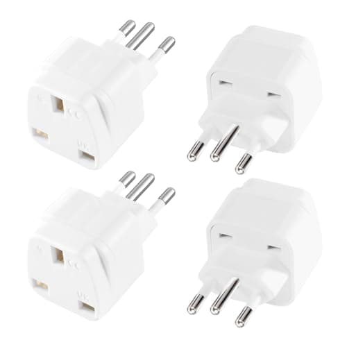 HKFENG 4 Pack UK to Brazil Travel Plug Adapter, Brazil Plug Adaptor for UK to Brazilian Power Adaptor Type N (White 4 Pack)