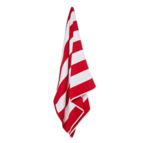 La Maison Cabana Stripe Beach Towels 100% Cotton 70cm x 150cm Large Pool Towel Absorbent Supersoft Quick Dry Sand Proof Beach Towel Holiday Yoga Gym Swimming Towel (1, Red) — view 3