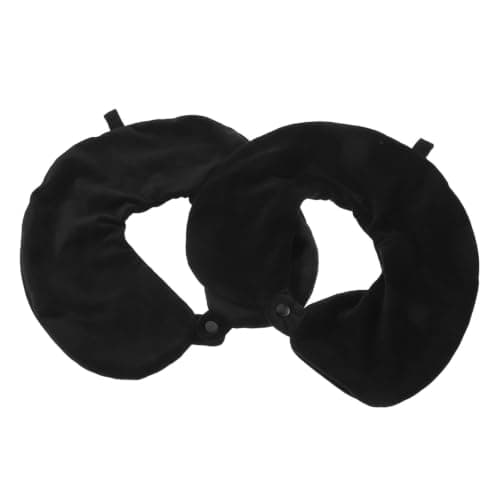2pcs U Shaped Travel Pillow Cover with Zipper, Soft Velvet Black