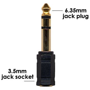 kenable 6.35mm 1/4 inch Stereo Jack Plug to 3.5mm Stereo Jack Socket Adapter Gold — view 2