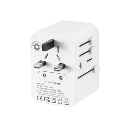 HOMILEC Universal Travel Adapter, Worldwide Plug Adapter with 3 USB C and 1 USB A Ports, All-in-One International Travel Charger for EU/USA/UK/Australia/Thailand, Travel Adaptor for Phone and Laptop — view 2