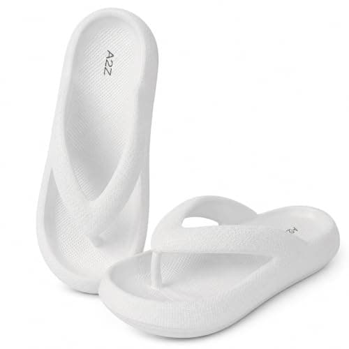 A2Z Women EVA Flip Flops Lightweight - Slider LDS 1304 White 5/6 UK