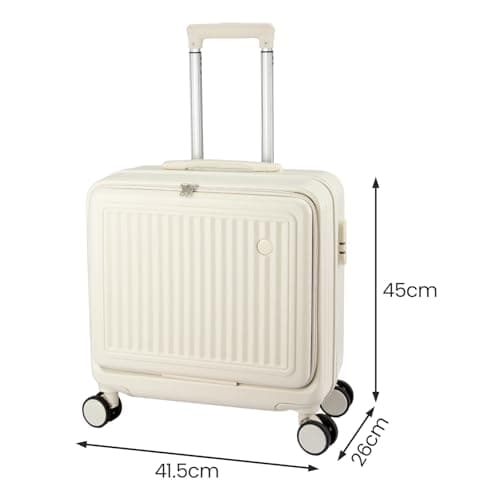 GREENSAPPIRE 18 Inch Carry-On Luggage with Dual Laptop Compartments – Lightweight ABS+PC Hard Shell Suitcase with TSA-Approved Lock, Smooth 4-Spinner Wheels, Durable Travel Case for Air Travel (White) — view 5