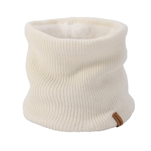 ACUSHLA 100% Merino Wool Neck Gaiter, Lined Winter Neck Warmer, Cream White
