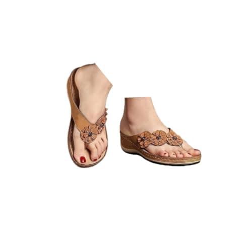 Summer Sandals Women Wedge Flip Flops for Women Orthopedic Sandals Comfortable Flip Flops with Arch Support Summer Casual Wedge Sandal Slippers Dressy Comfy Platform Beach Travel Sandal Shoes