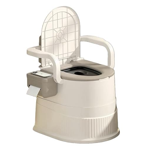RVTENRIO Ergonomic Portable Toilet with Lid and Tissue Holder – Khaki
