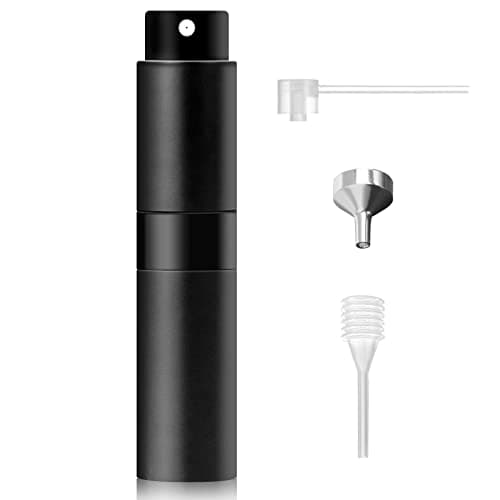Redamancy Perfume Spray Bottle, 8ml Refillable Perfume Atomiser, Mini Portable Atomizer and Refill Pump for Outdoor Traveling, Vacation (Black)