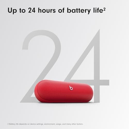 Beats Pill (Latest release)-Portable Bluetooth Speaker, Up to 24H Battery Life, Water Resistant, Bluetooth, Apple & Android Compatible, Seriously loud sound for home, outdoor & travel- Statement Red — view 4