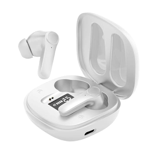 B11 Language Translator Earbuds, BT5.0 Noise Cancelling, 74 Languages 70 Accents, Digital Display, Smart Translation Device with APP, White