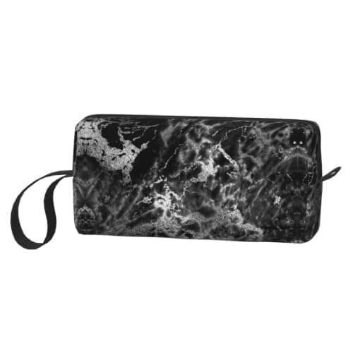 Meymuise Makeup Bag, Black Silver Graphite Gray Marble — view 2