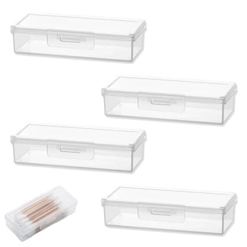 4 Pcs Travel Cotton Bud Holder, Clear Plastic Cotton Pad Storage Container