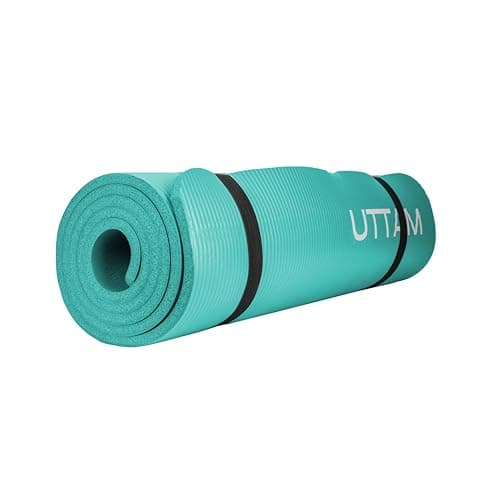 UTTAM Yoga Mat | Multi-Purpose Extra Thick Foam Exercise Mats | Stretching, Resistance Workout & Therapy – Pilates, Home & Gym Equipment Accessory for Men Women with Carry Strap (183 x 60cm) (Teal) — view 3