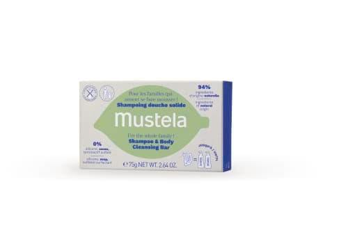 Mustela - Hair and Body Cleansing Bar - Solid Shampoo Bar Free of soap and Silicone and Sulfated Surfactant - Shampoo bar Made With Natural ingredients and Enriched With Avocado and Olive Oil- 75gr — view 2