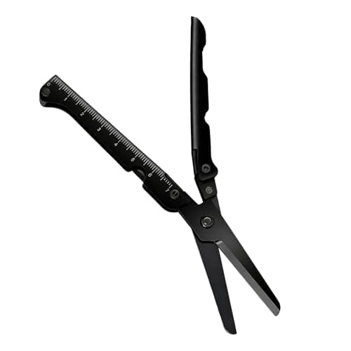 Elprico Folding Scissors with Built-in Ruler, Portable Iron Pocket Shears — view 3