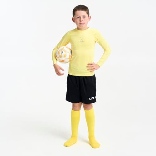LION SPORTSWEAR Men's Football Compression Base Layer Long Sleeve Shirt – Performance Sports Top for All-Year Training - Yellow | 7 Years - 9 Years — view 2