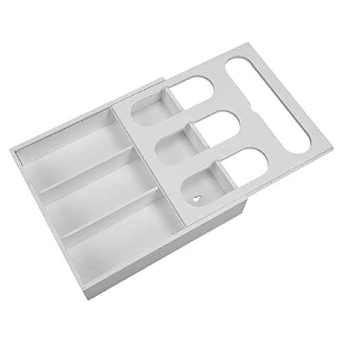 YUMILI Food Storage Bag Container - Bamboo Polished Finish Drawer Design Food Bag Storage Box, Vacuum Food Bags Storage Box for Kitchen Home, Bamboo/White(White) — view 4
