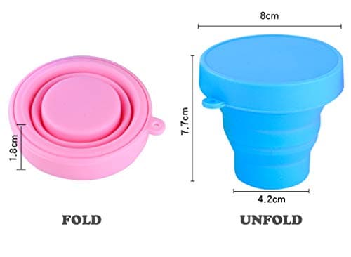 Guissi Collapsible Cup Compact Silicone, Reusable Food Grade Folding Mug with Lids, Expandable Retractable Drinking Set, Portable, Pocket Size for Outdoor Camping Travel and Hiking — view 4