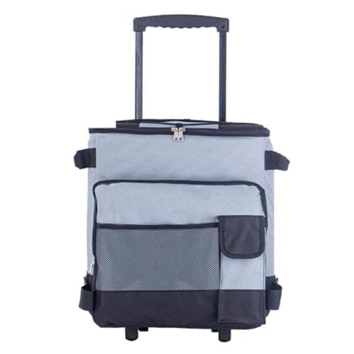 Ccarzzi Collapsible Cooler Bag on Wheels 43L Portable Large Cool Box Picnic Bag with Handle, Waterproof Oxford Cloth, for Camping, Fishing, BBQ