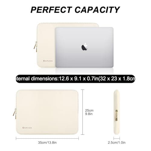 ARVOK 13 13.3 inch Laptop Sleeve Case,Waterproof Laptop Notebook Cover for MacBook Air MacBook Pro 13 14 inch, Computer Carrying Bag for HP ThinkPad Dell Lenovo Asus Acer MSI, White — view 4