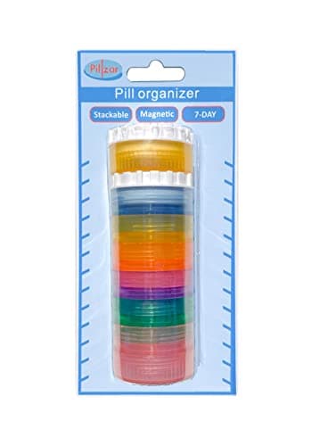 Portable 7-Day Stackable Pill Organizer with 2 Lids for Medications, Vitamins and Supplements Attachable to Magnetic Calendar. Perfect for Travel or Home Use. — view 4