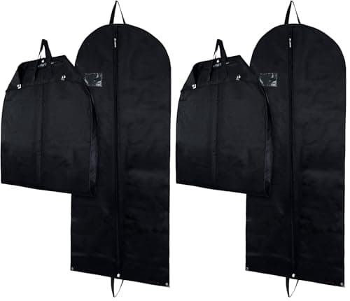 Hangerworld 54 Inch Black Breathable Suit Cover Travel Carrier Bag with Handles (Pack of 2)