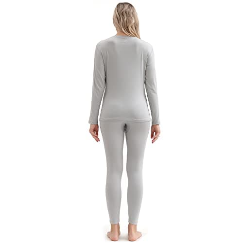 Thermal Underwear Women Ultra-Soft Long Johns Set Base Layer Skiing Winter Warm Top & Bottom - grey - S — view 5