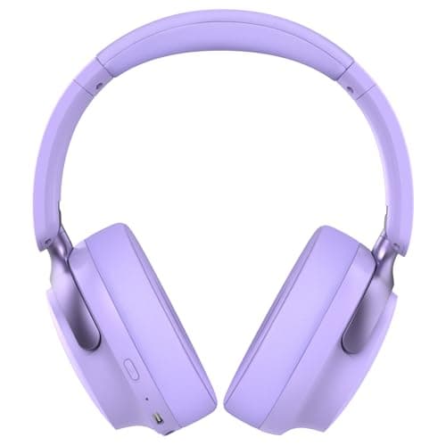 RORSOU B8 Bluetooth Headphones Over Ear, 6 EQ Music Modes and 50H Playtime Deep Bass Wireless Headphones with Mic, Lightweight Folding HiFi Stereo Headset for iPad/Travel/Tablet/PC/Home Purple — view 2