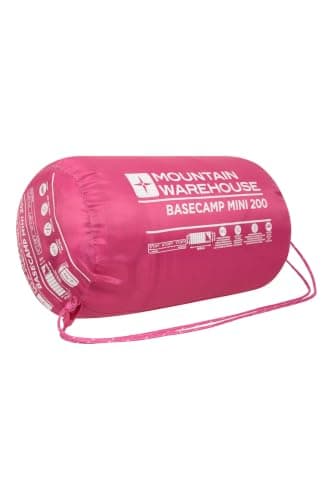 Mountain Warehouse Basecamp 200 Mini Sleeping Bag - 2 Season, 160 * 65cm, Insulated Kids Travel Sleep Essential - For Spring Summer, Camping & Travel Bright Pink — view 4