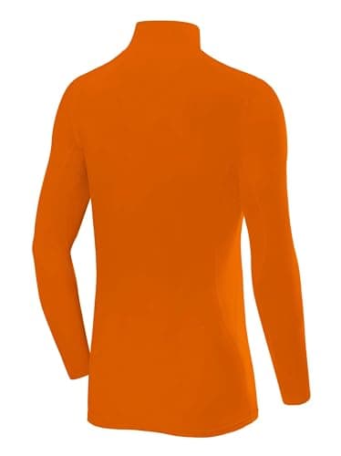 TCA Men's SuperThermal Compression Base Layer Football Running Top Long Sleeve Thermal - Mock Neck - Orange, XXL — view 3